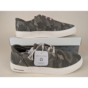 Sun + Stone Kiva Casual Sneakers Mens 11 M Green Camo Low Top Lace Up Shoes NWB